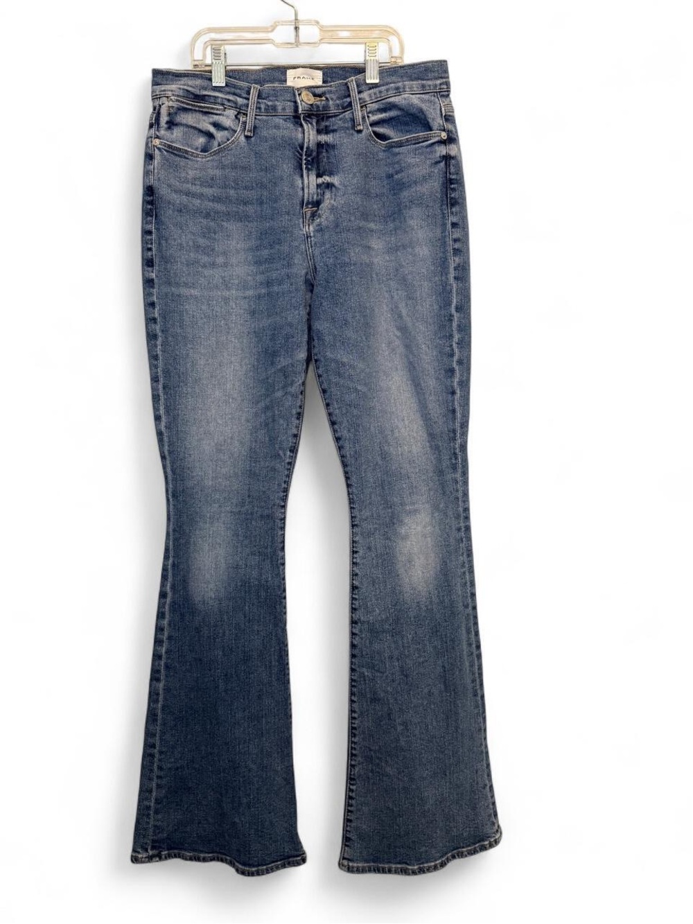 FRAME Le High Flare High Rise Blue Denim Jeans Size 30 Button Fly 70s Style